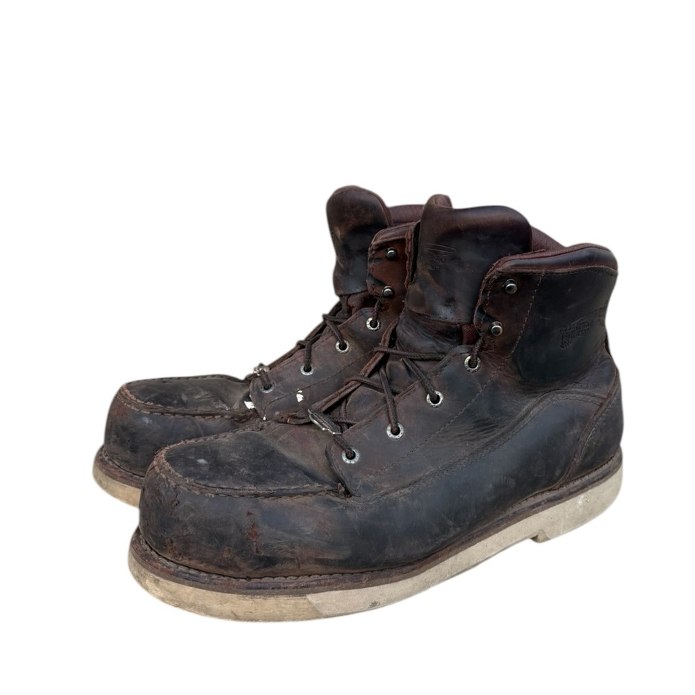 Red Wing Safety Toe Work Boots Men Sz 13 US Dark Brown Moc Toe Oiled Leather 6"